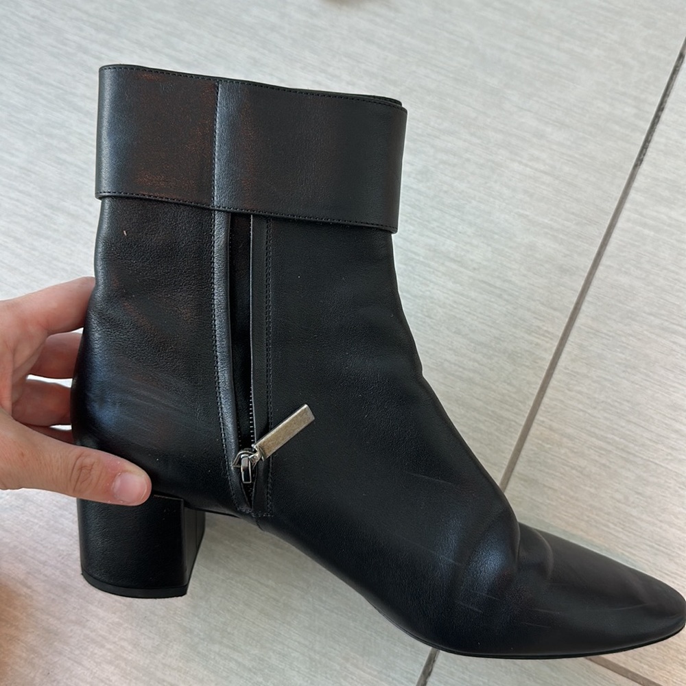 Saint Laurent Black Leather Buckle Booties - Picture 4 of 5